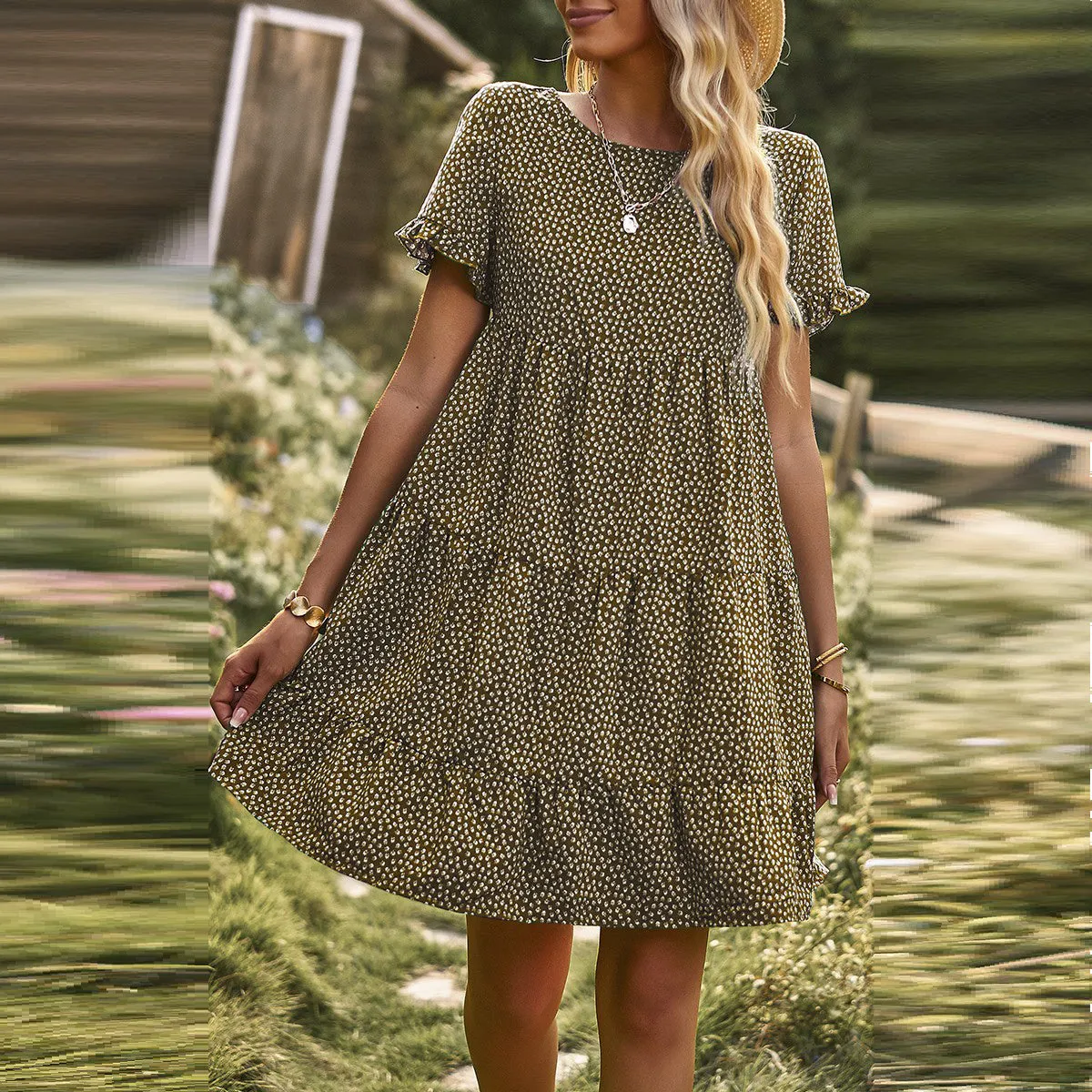 Ditsy Bloom Ruffle Tiered Dress