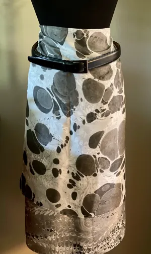 Double marbled  Black & White Habotai Silk 35x57 Sarong Wrap