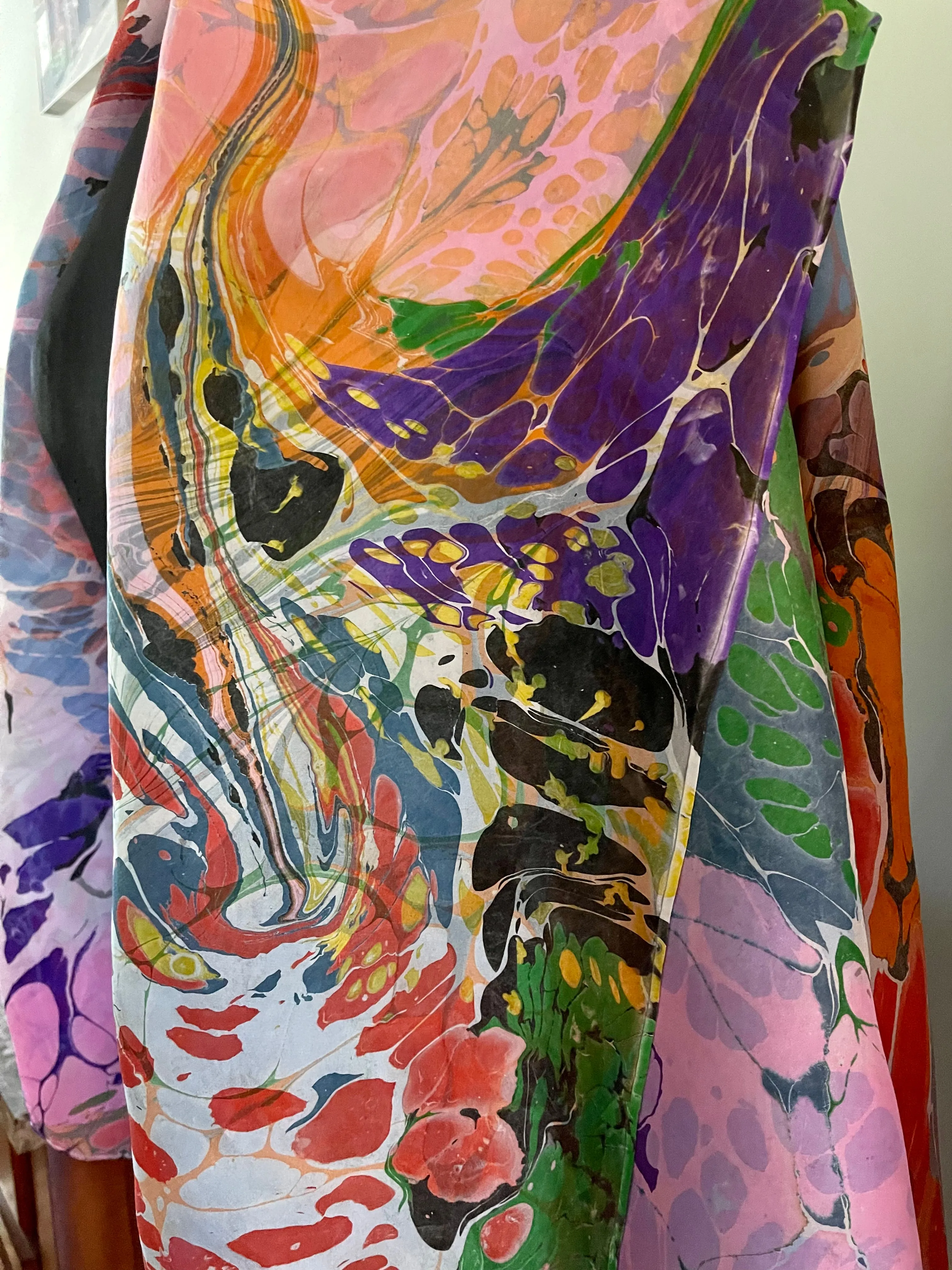 Double marbled Summer Color Habotai Silk 35x57 Sarong Wrap