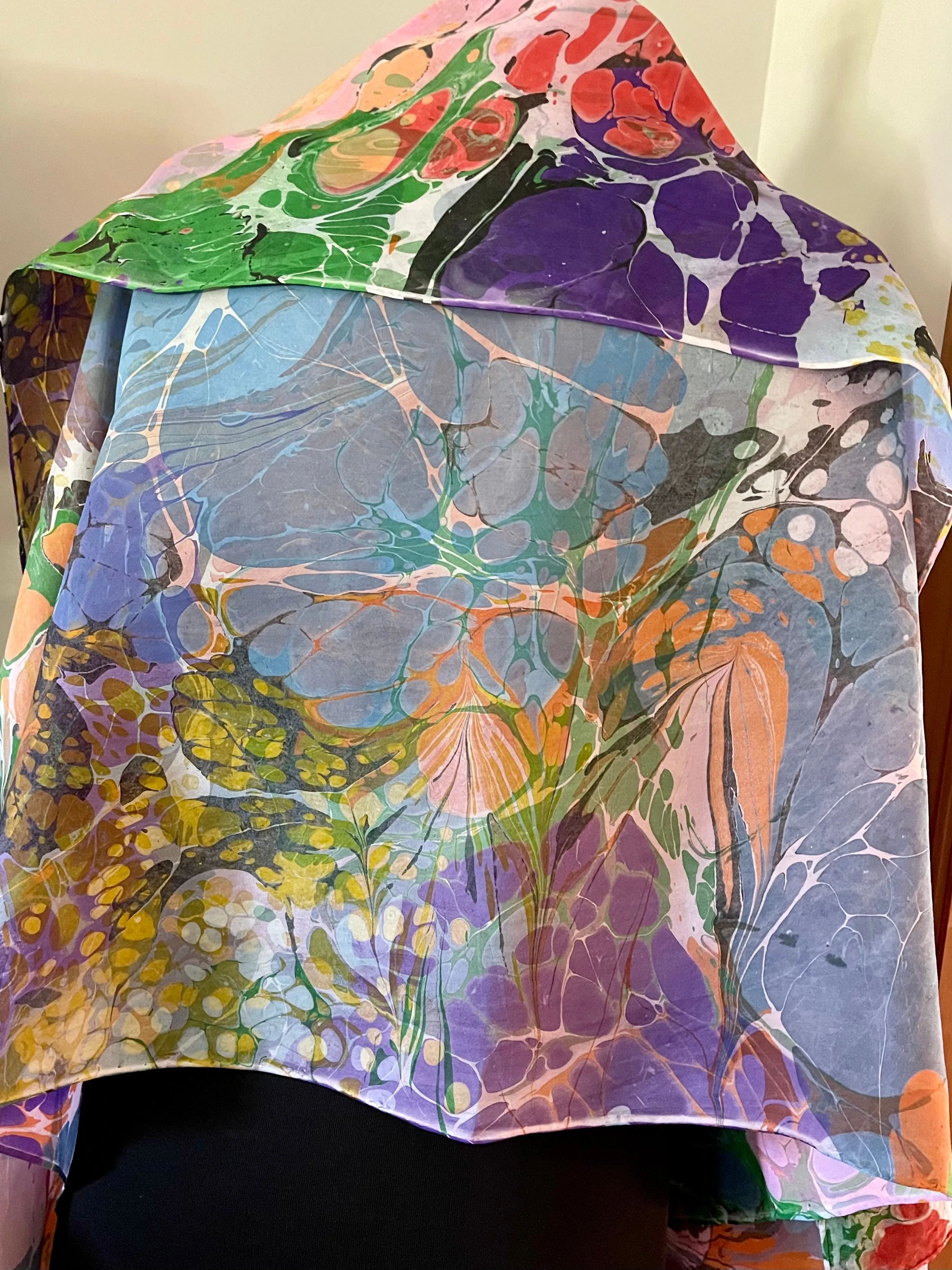 Double marbled Summer Color Habotai Silk 35x57 Sarong Wrap
