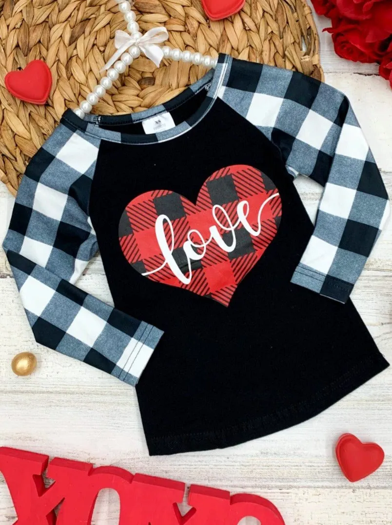 Drop Of Love Plaid Raglan Top