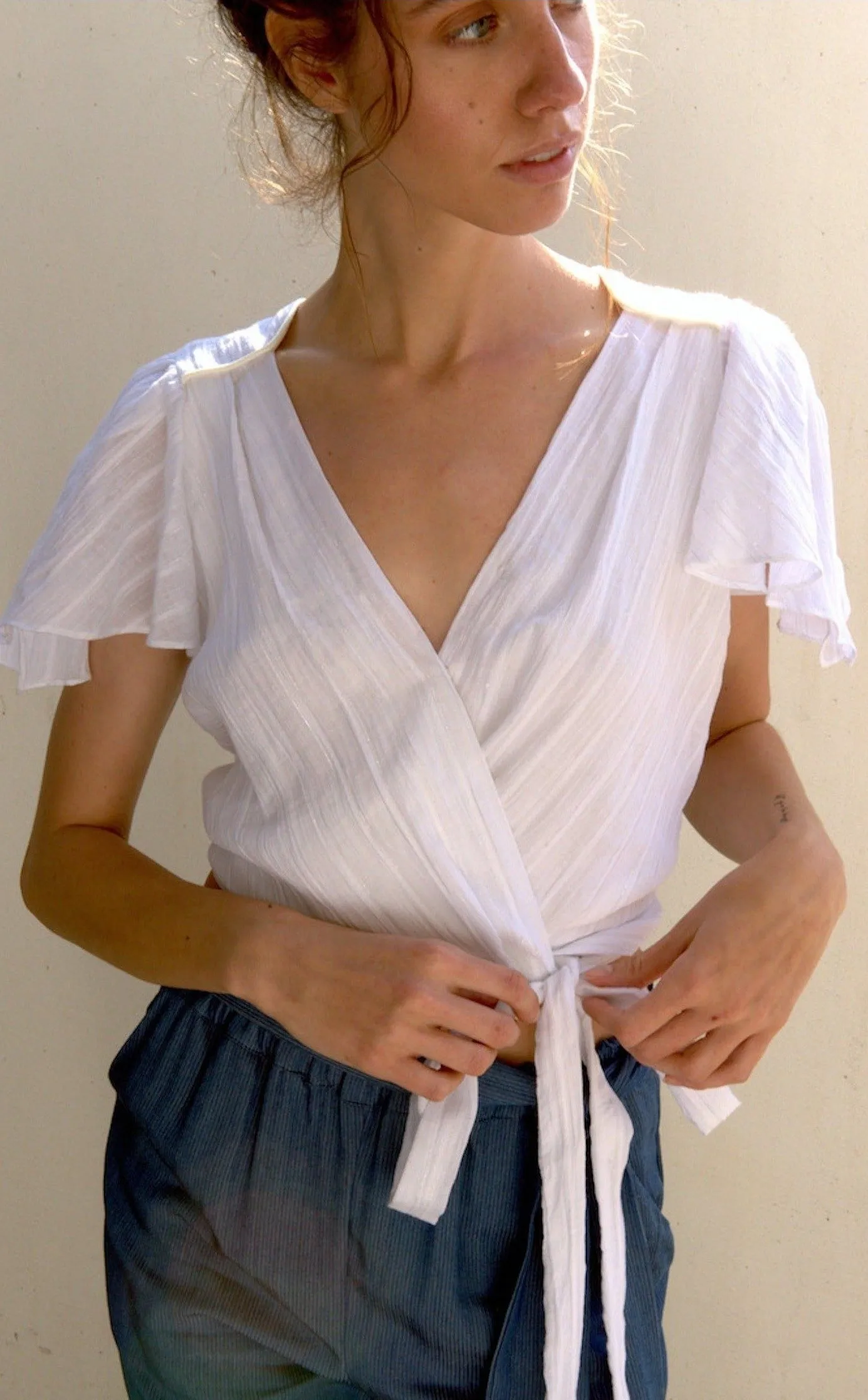 ELAINE Cotton Wrap Top