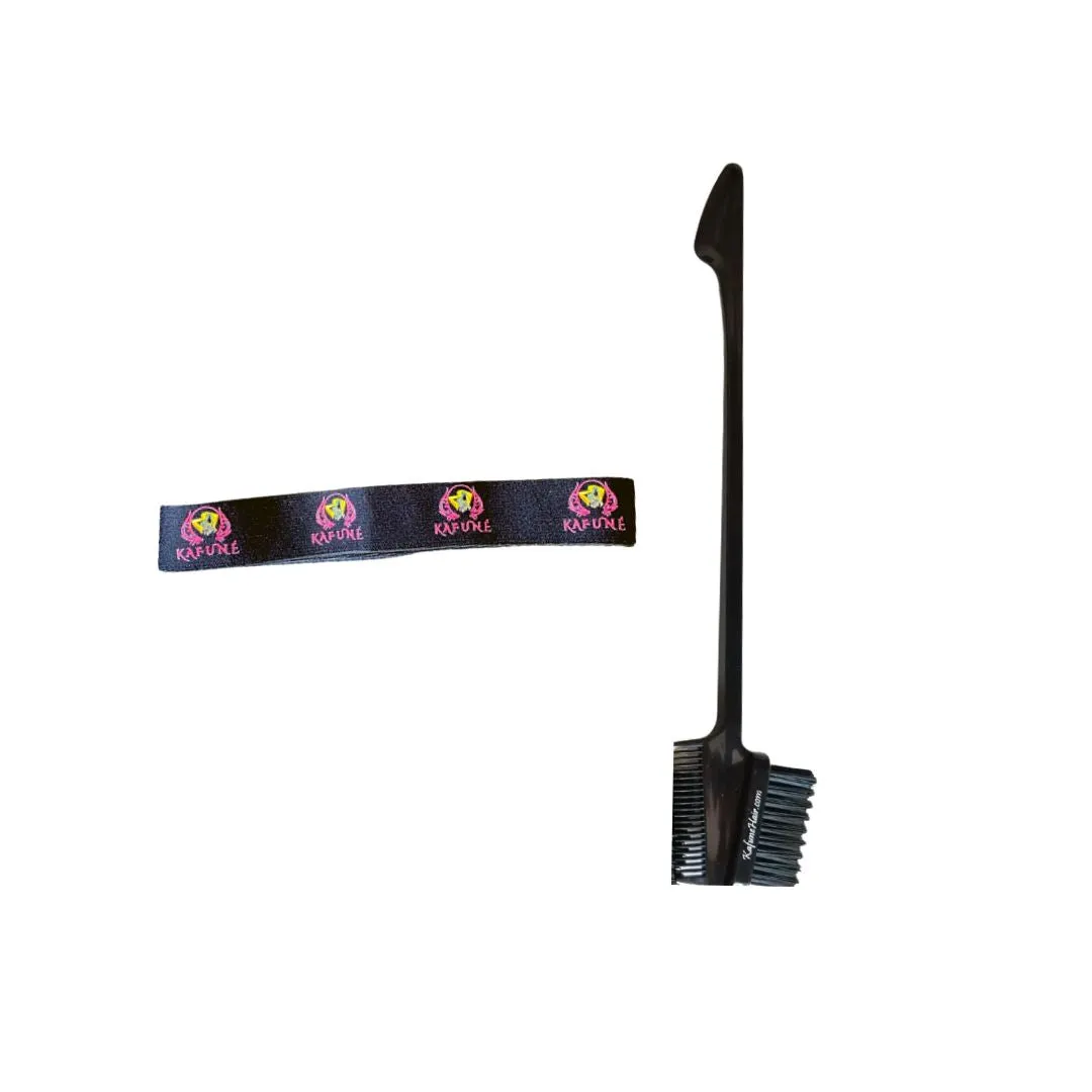 Elastic Wrap Band with Edge Control Hair Brush and Comb - Set