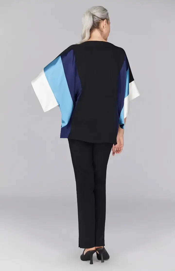 Emmelle Silk Tunic with Contrast Silk Bands in Moonstone/Pearl