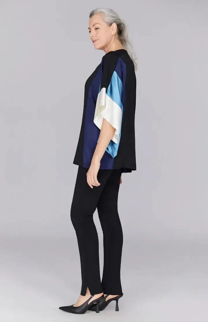 Emmelle Silk Tunic with Contrast Silk Bands in Moonstone/Pearl