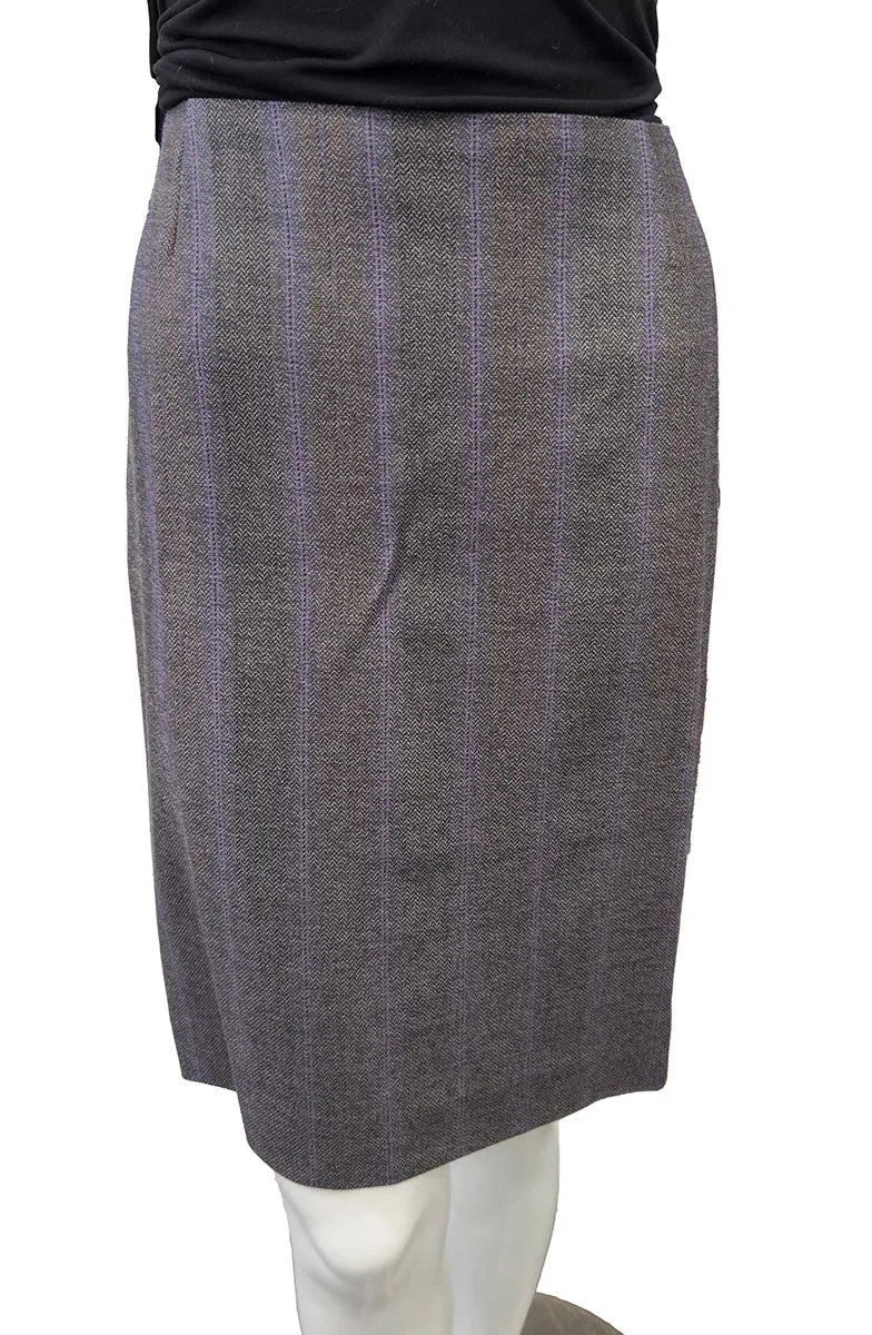 Escada Size 40 Grey/Purple Wool & Silk Skirt