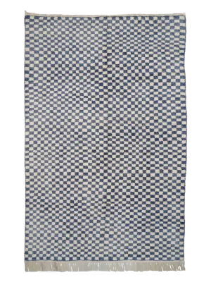 Fatima & Naima's Slate Blue Grid Hand-Knot