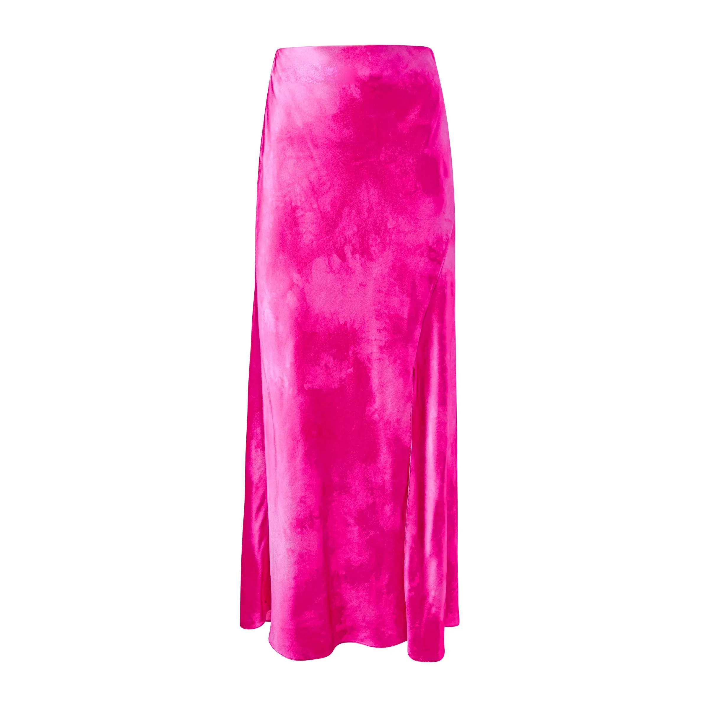 Flared Midi Skirt in Fuchsia Shibori
