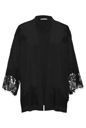 Flora Lace Robe Black