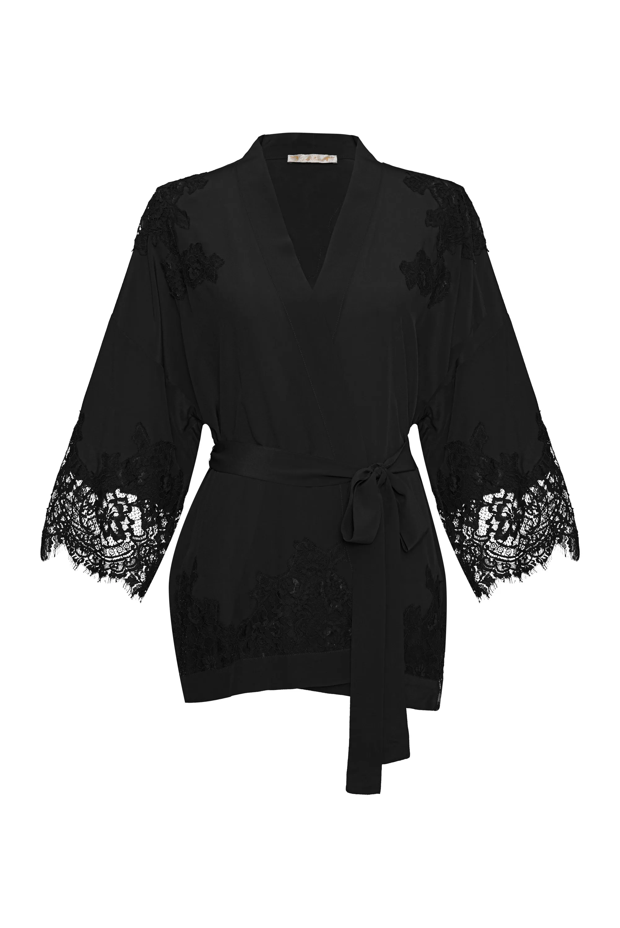 Flora Lace Robe Black