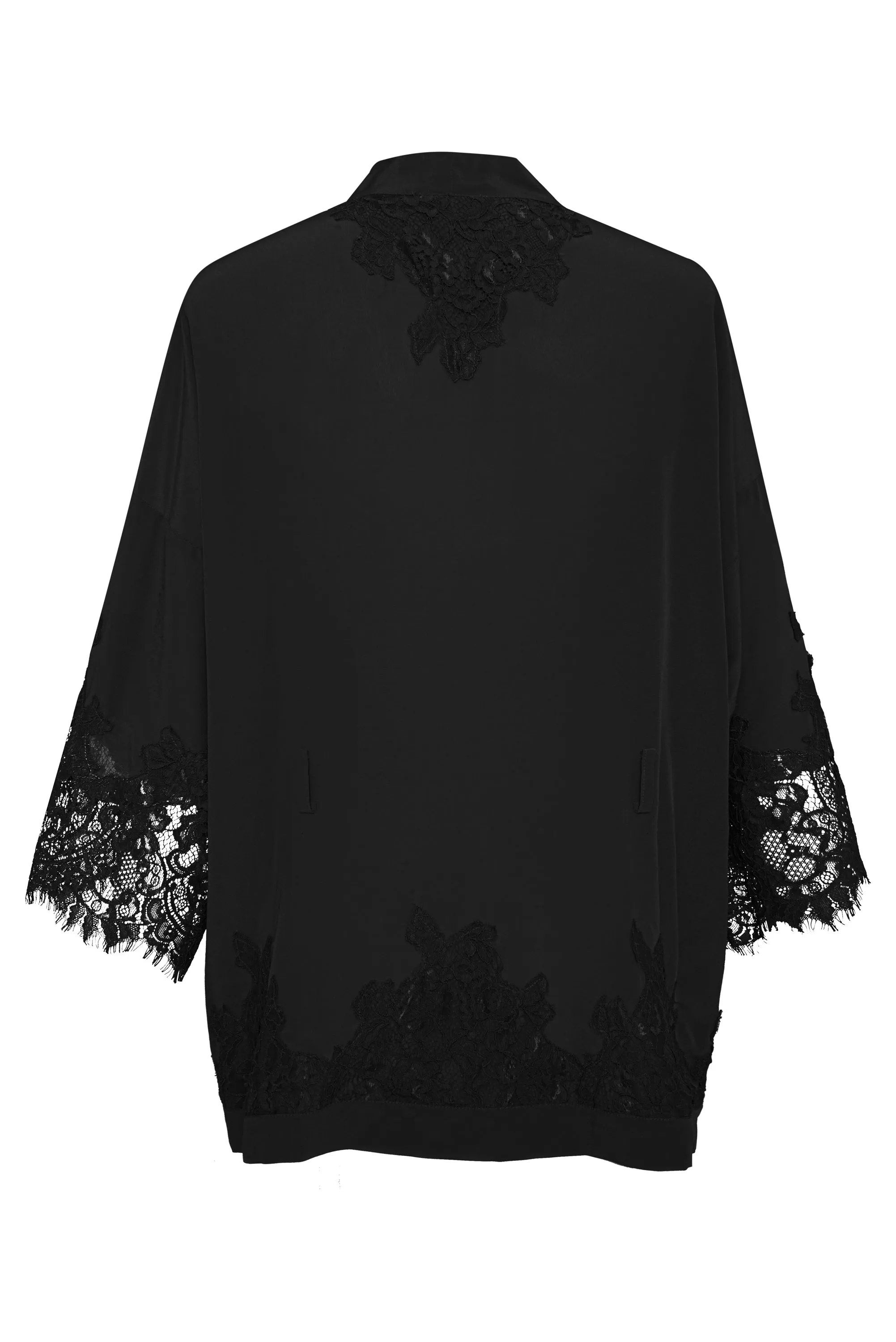 Flora Lace Robe Black