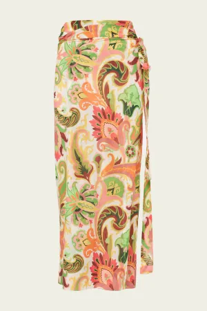 Floral Cotton-Silk Beach Cover-Up in Multicolor