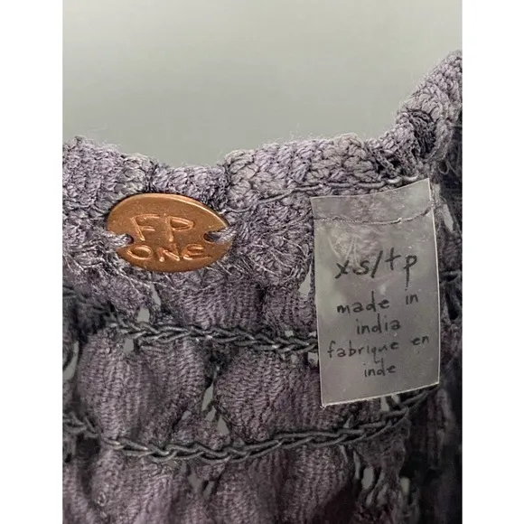 Free People Adella Fairy Grunge Asymmetrical Crochet Mini Slip Dress, Purple XS