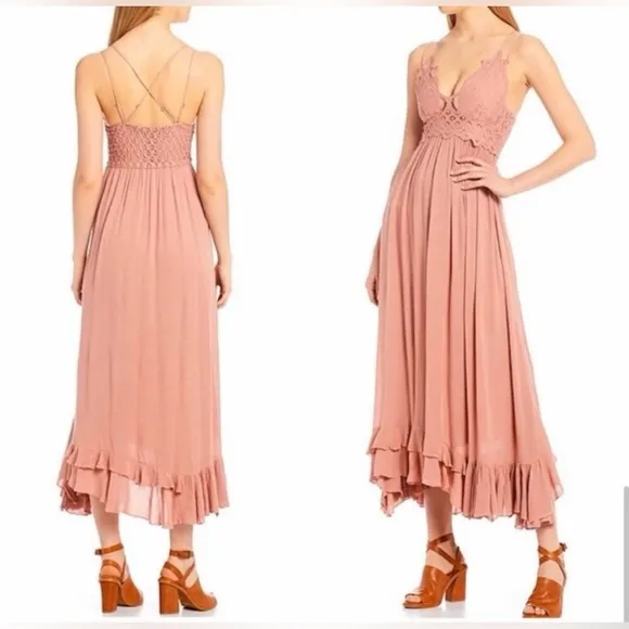 Free People Adella Maxi Dress - Mauve Pink - Size Medium