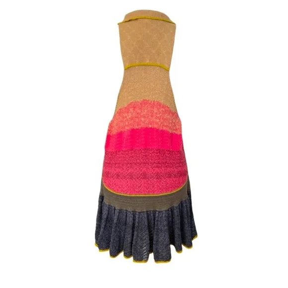 Free People Boho Ombre Halter Top Red &amp; Blue Knit Peplum Tank Top Size Medium