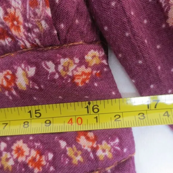 Free‎ People Bridget Dress Womens Medium Berry Floral Long Sleeve Ruffled Boho