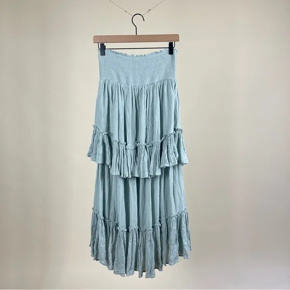 Free People Convertible Skirt Dress in Sea Glass Seafoam Light Blue Green
