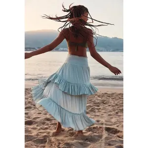 Free People Convertible Skirt Dress in Sea Glass Seafoam Light Blue Green