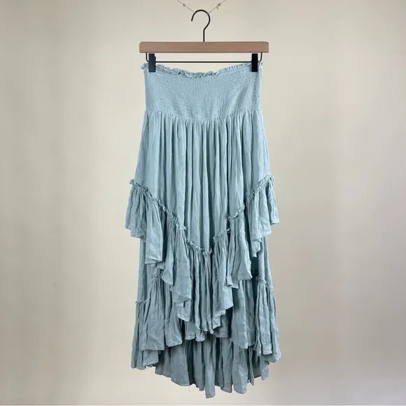 Free People Convertible Skirt Dress in Sea Glass Seafoam Light Blue Green