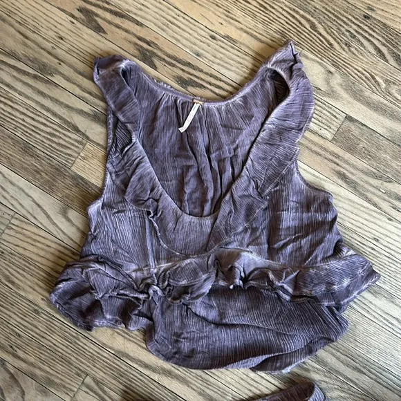 Free People If Only Set Boho Maxi Skirt Purple Tie Dye XS EUC