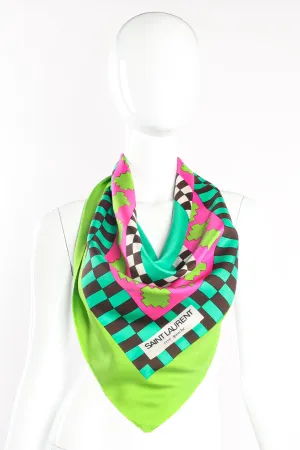 Geometric Checkered Border Scarf