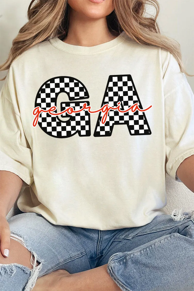 Georgia Checkered Comfort Colors Adult Ring-Spun Cotton Tee