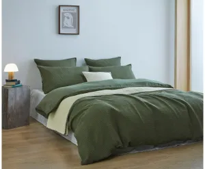 GIOIA CASA 100% Cotton REVERSABLE checkered waffle quilt cover set - KHAKI GREEN