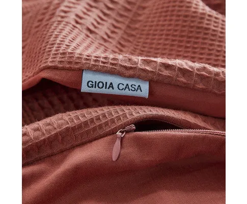 GIOIA CASA 100% Cotton REVERSABLE checkered waffle quilt cover set - TERRACOTTA