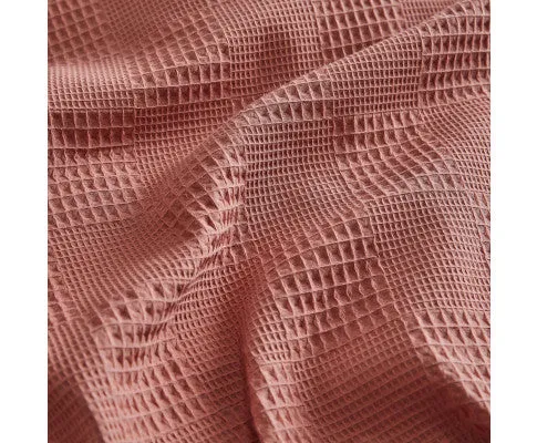 GIOIA CASA 100% Cotton REVERSABLE checkered waffle quilt cover set - TERRACOTTA