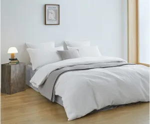 GIOIA CASA 100% Cotton REVERSABLE checkered waffle quilt cover set - WHITE