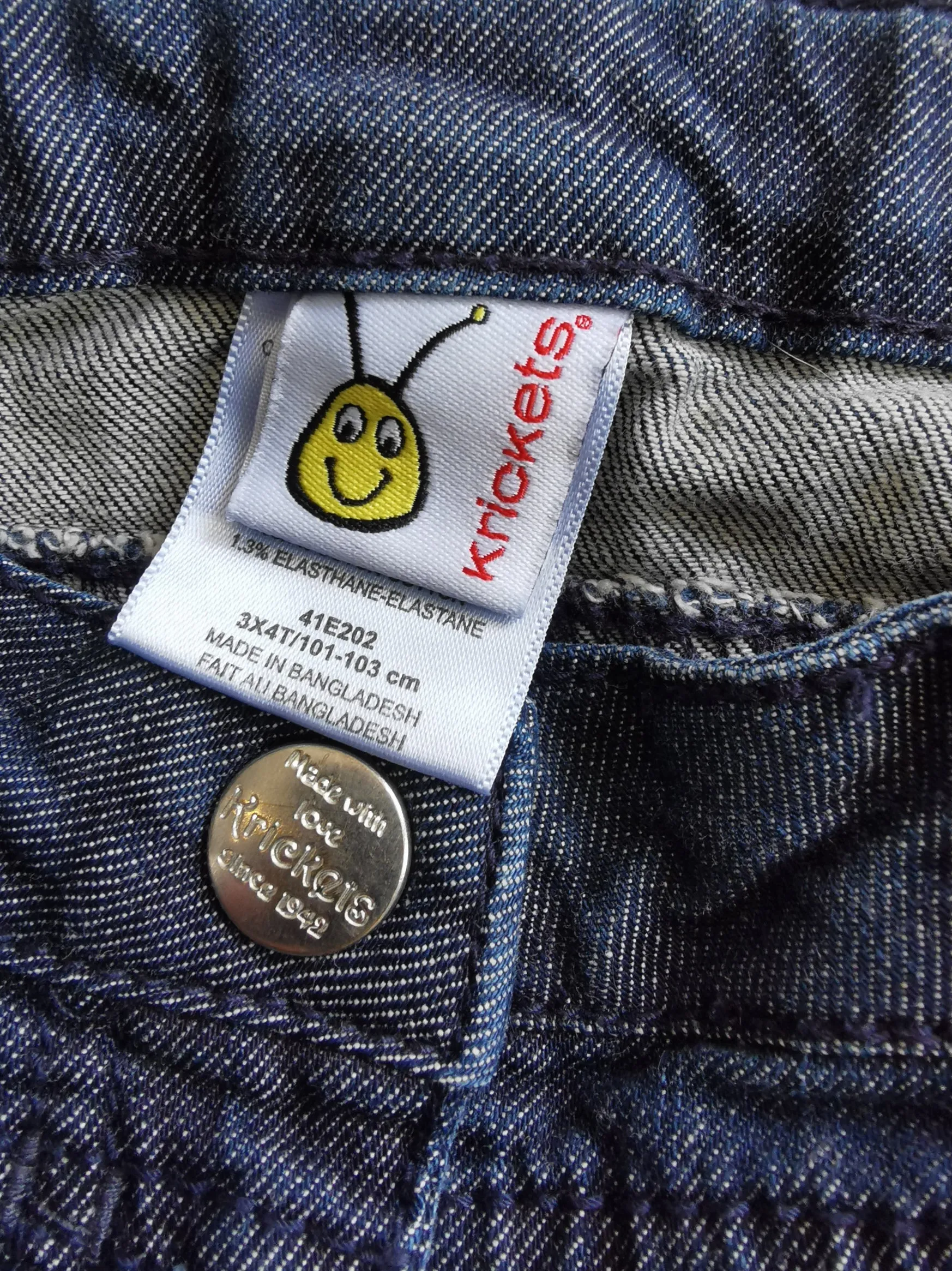 GIRL SIZE 3X / 4 YEARS - KRICKETS, Beautiful Dark, Soft & Comfortable Jeans EUC B47
