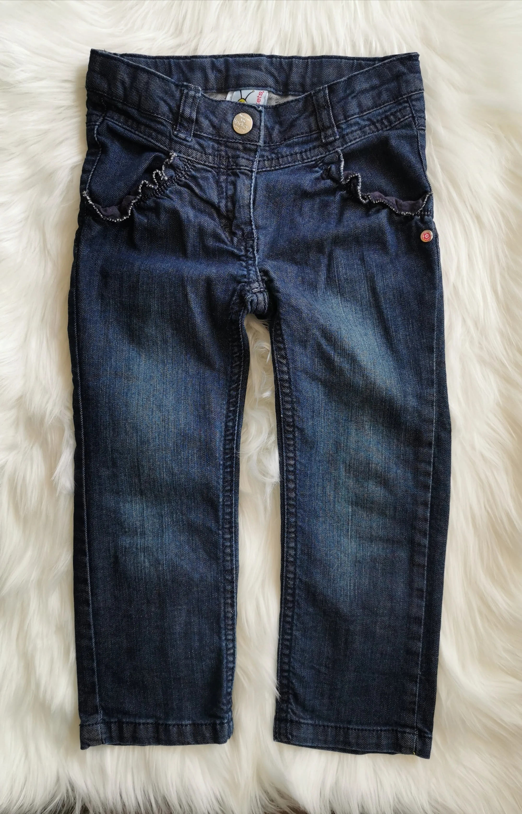 GIRL SIZE 3X / 4 YEARS - KRICKETS, Beautiful Dark, Soft & Comfortable Jeans EUC B47