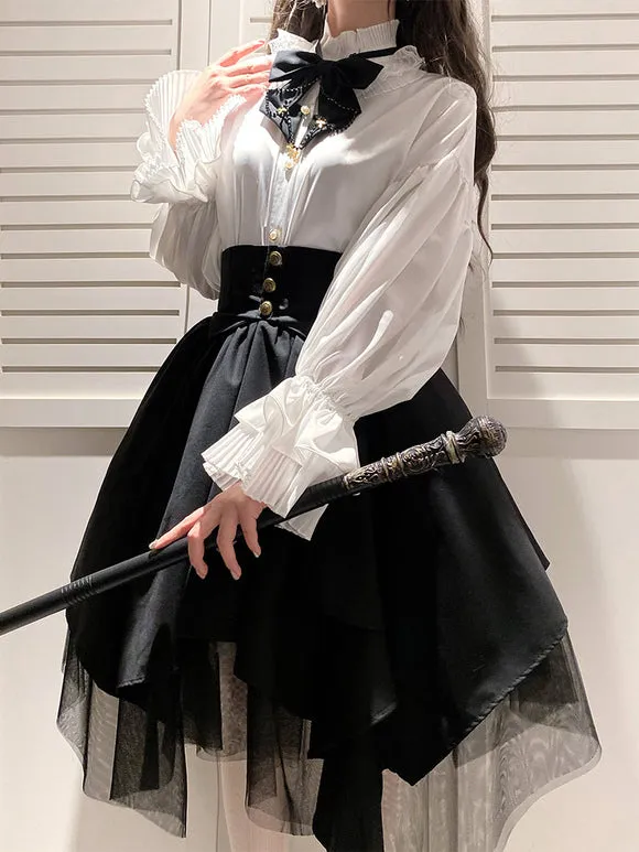 Gothic Lolita SK Black Tiered Lolita Skirts