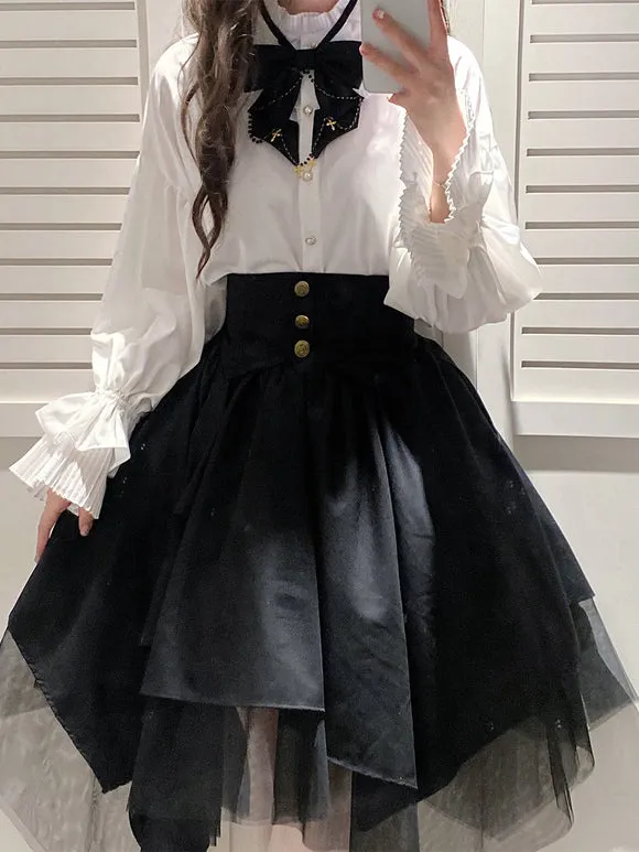 Gothic Lolita SK Black Tiered Lolita Skirts