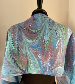 Green blue wine.  Habotai Silk 14x72”