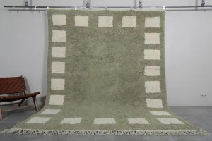 Green checkered rug - Moroccan rug - wool berber rug