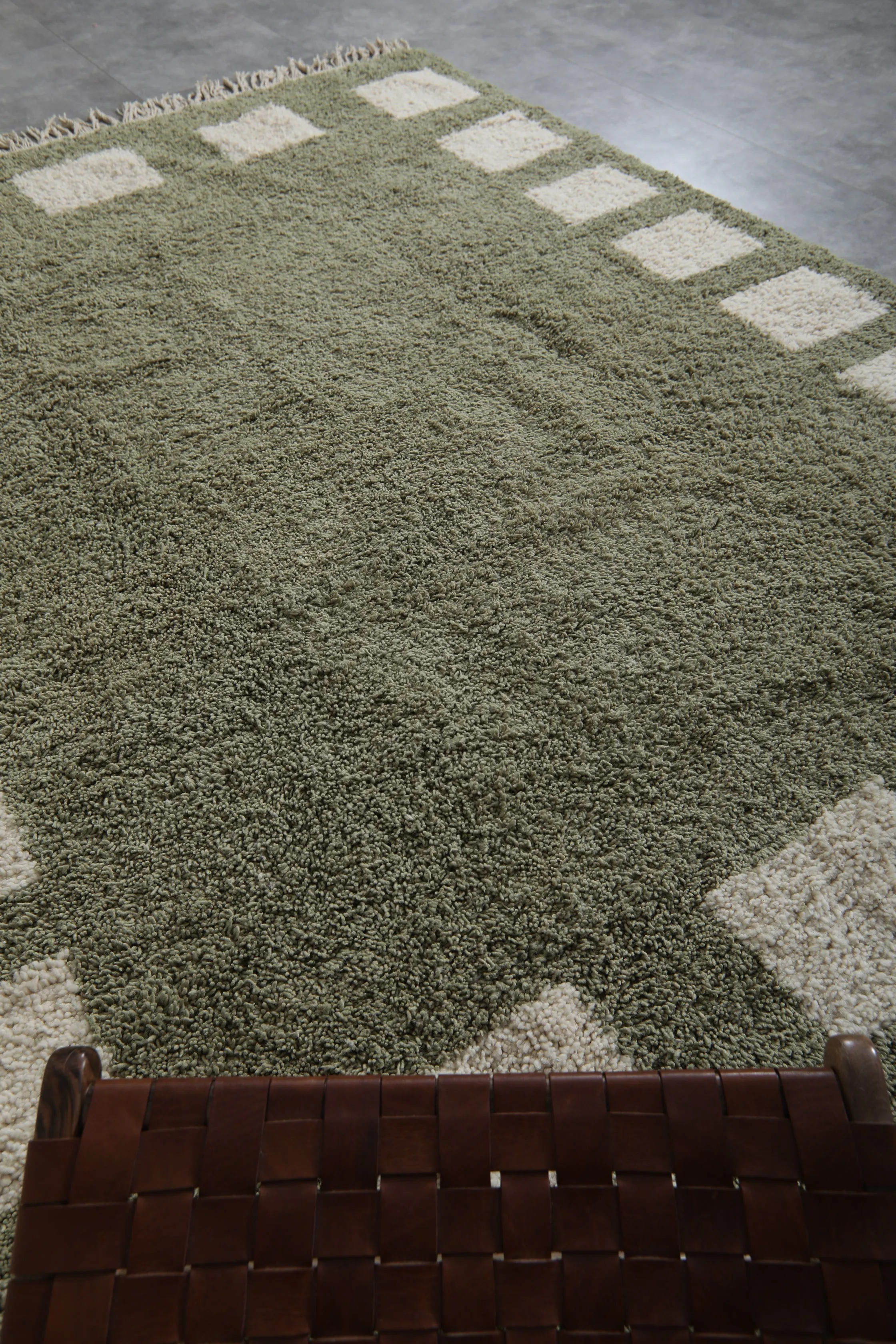 Green checkered rug - Moroccan rug - wool berber rug