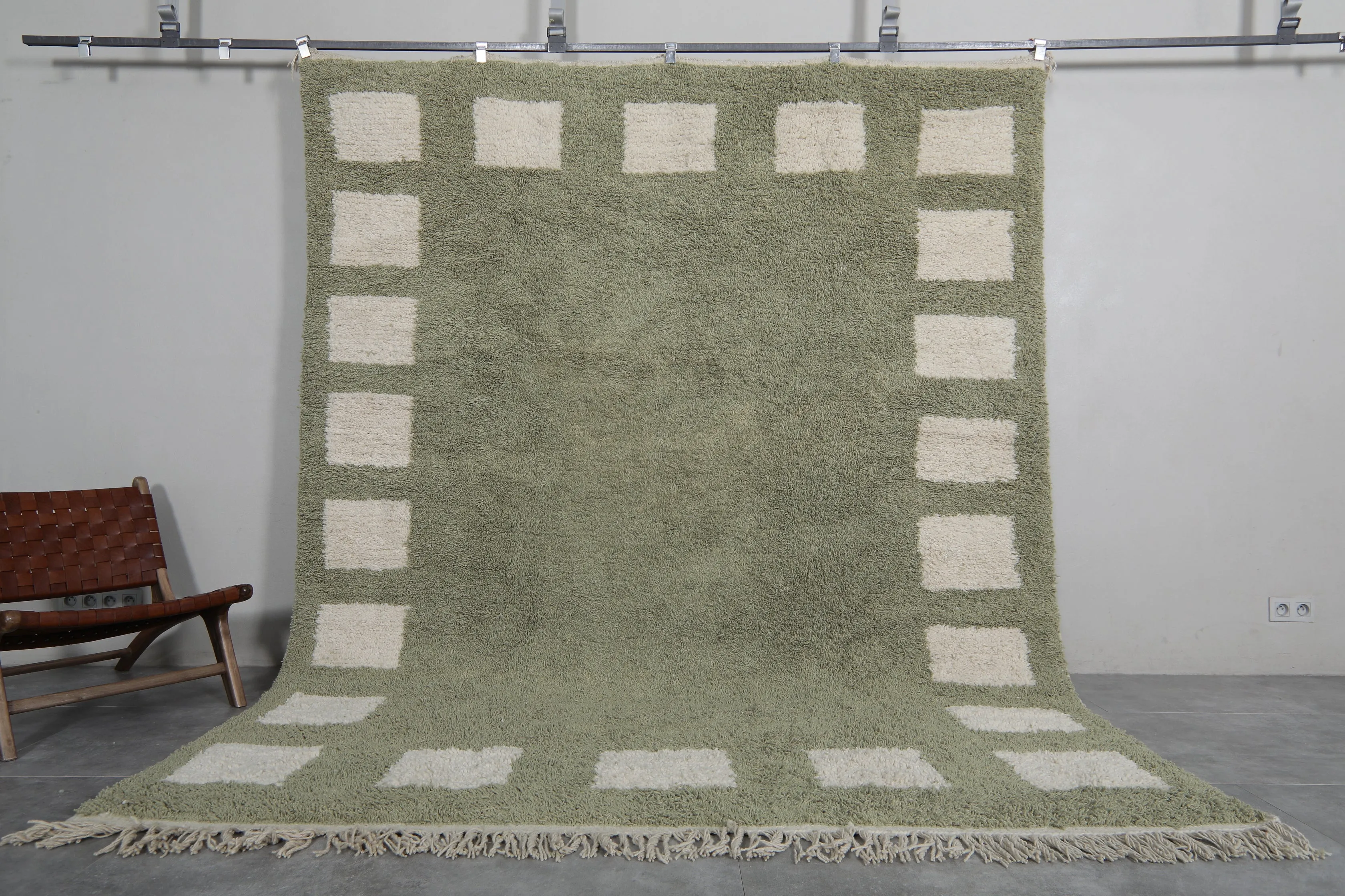 Green checkered rug - Moroccan rug - wool berber rug