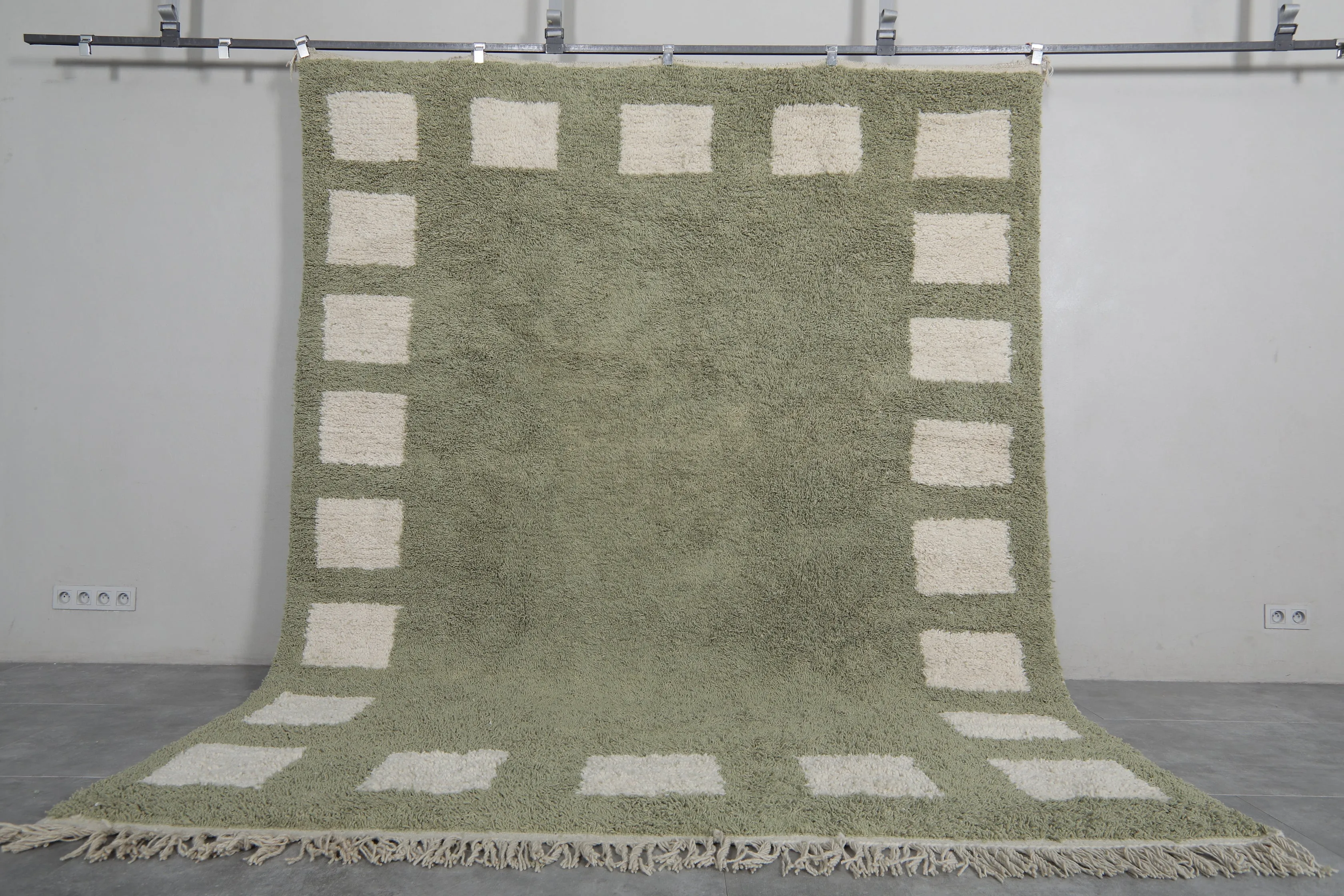 Green checkered rug - Moroccan rug - wool berber rug