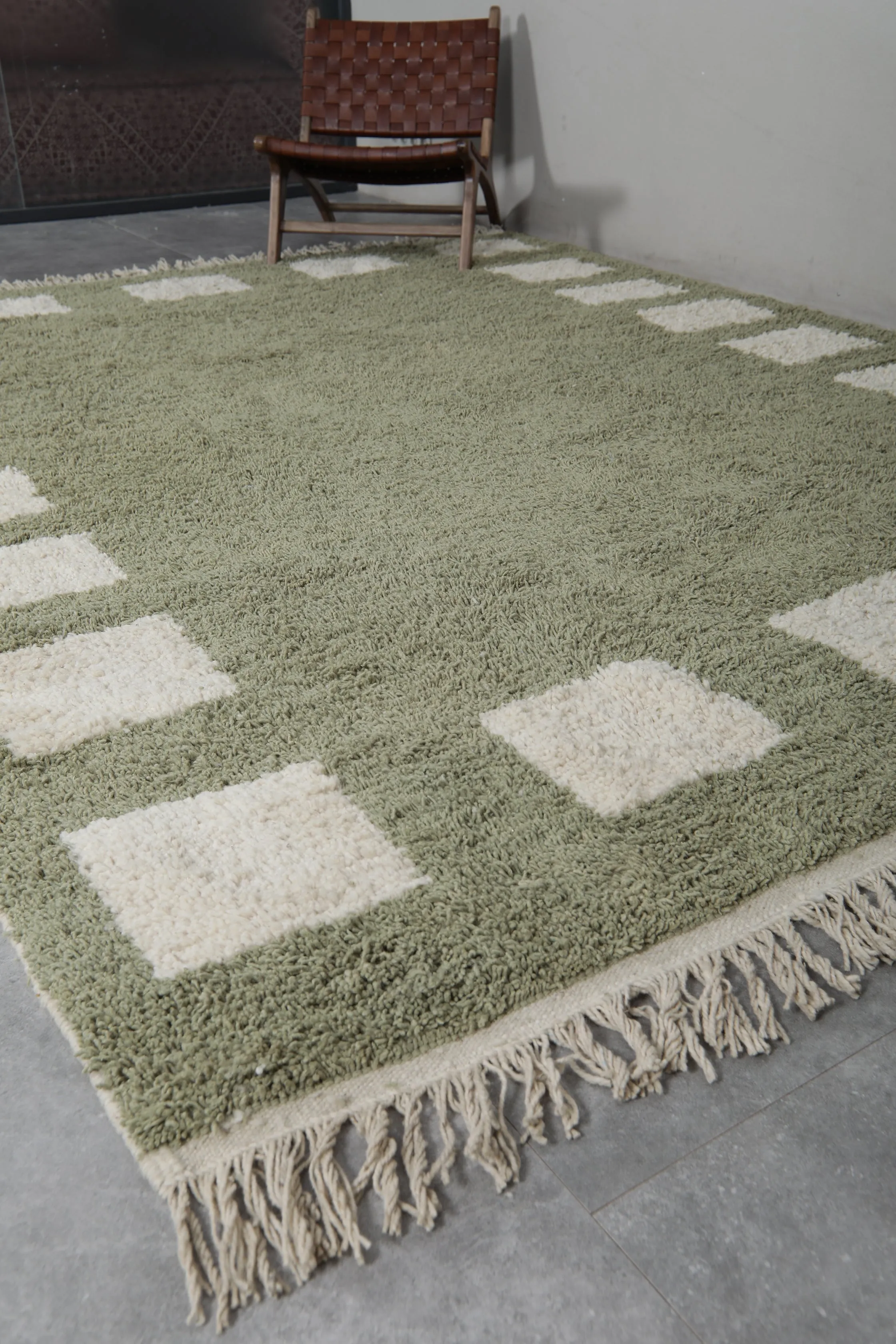 Green checkered rug - Moroccan rug - wool berber rug
