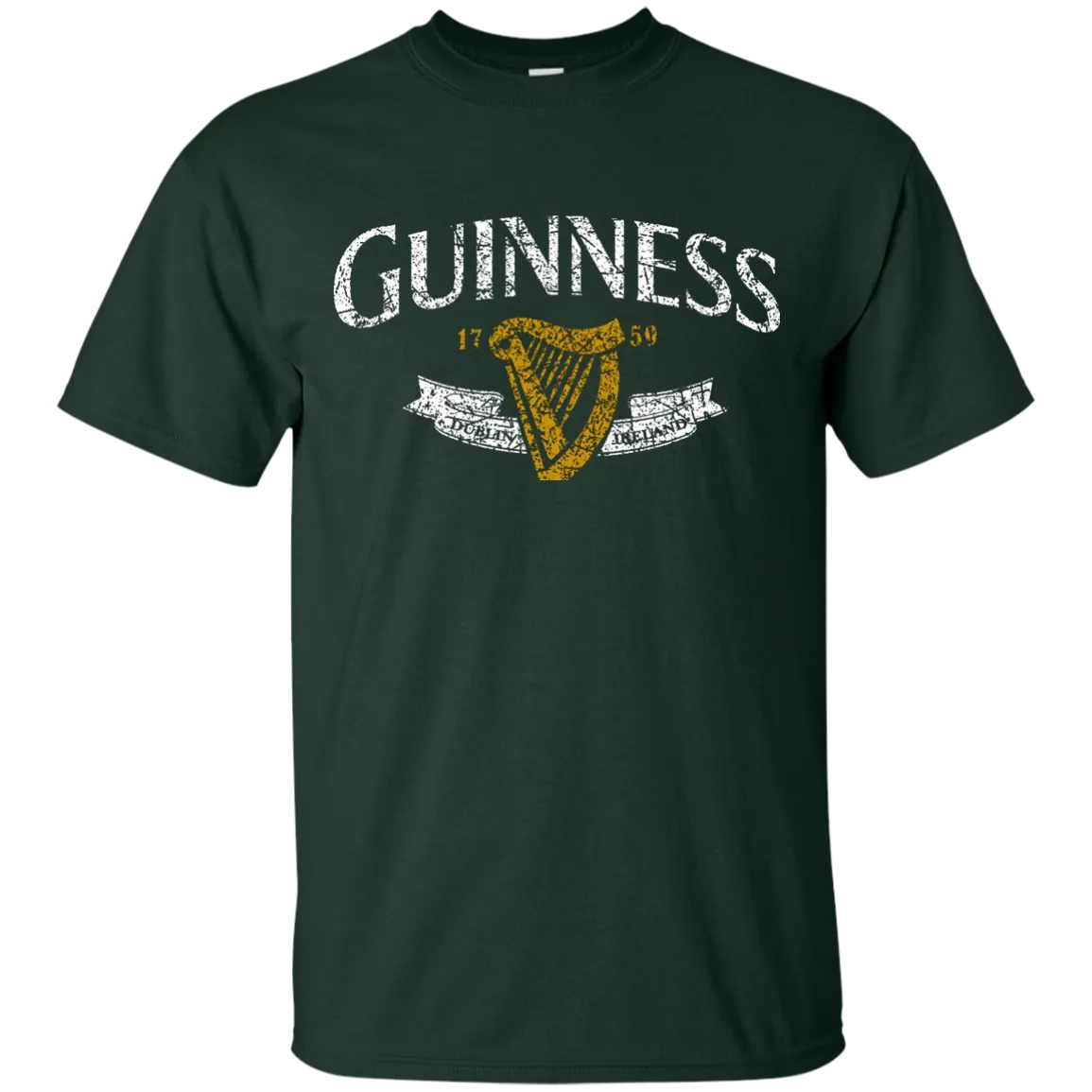 Guinness Beer T-Shirt Custom Designed White Text Worn Label Pattern