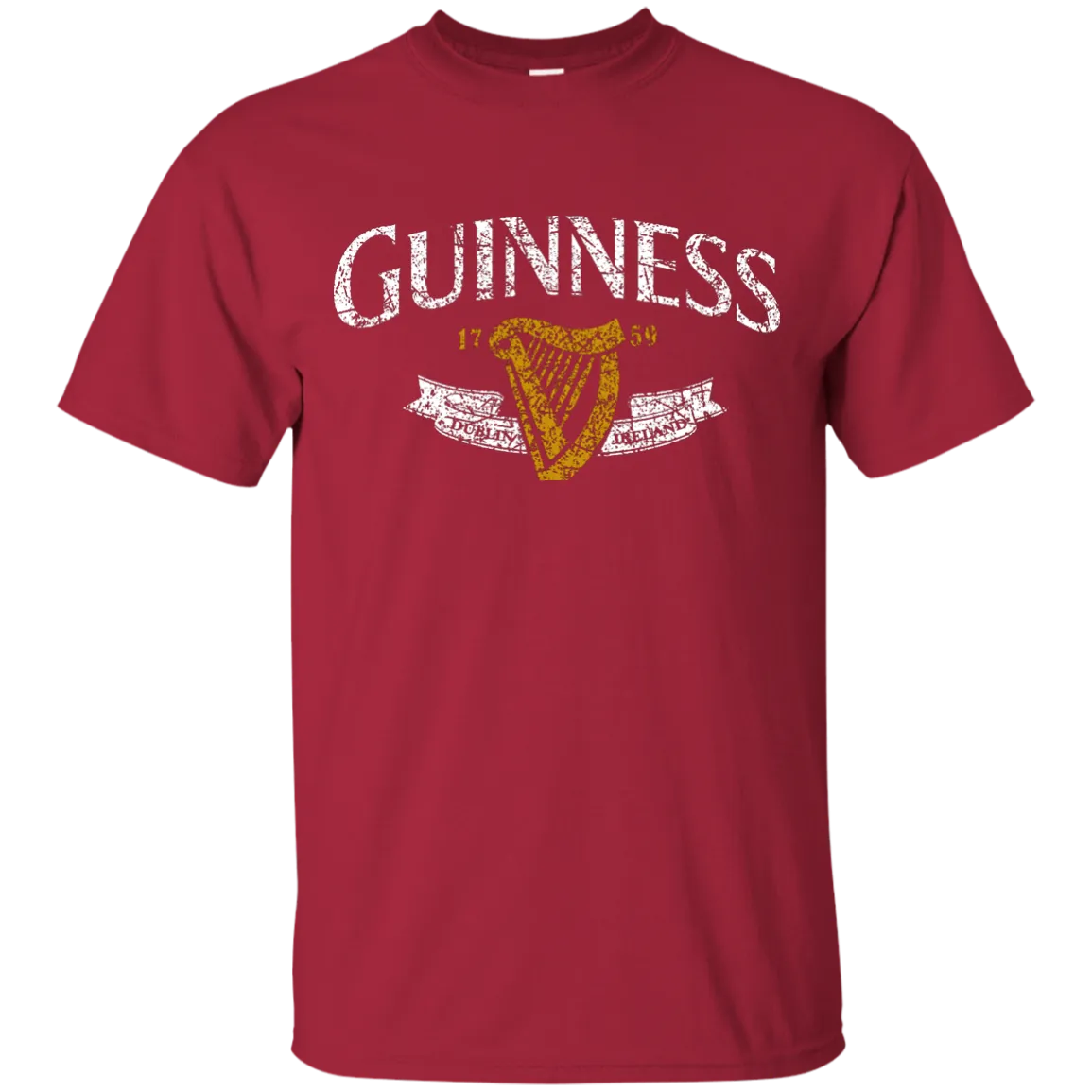 Guinness Beer T-Shirt Custom Designed White Text Worn Label Pattern