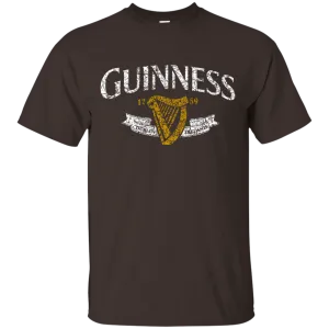 Guinness Beer T-Shirt Custom Designed White Text Worn Label Pattern