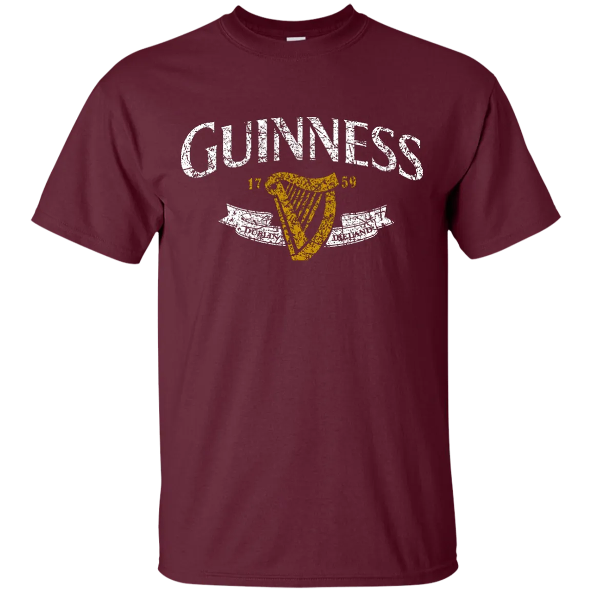 Guinness Beer T-Shirt Custom Designed White Text Worn Label Pattern