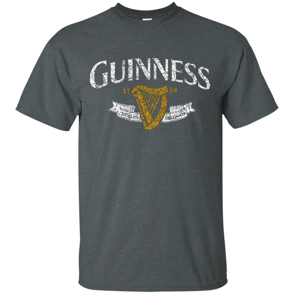 Guinness Beer T-Shirt Custom Designed White Text Worn Label Pattern