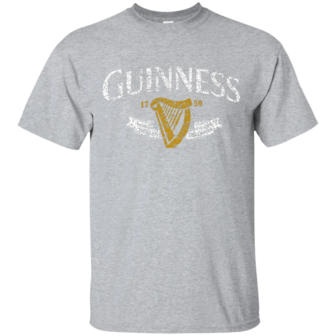 Guinness Beer T-Shirt Custom Designed White Text Worn Label Pattern