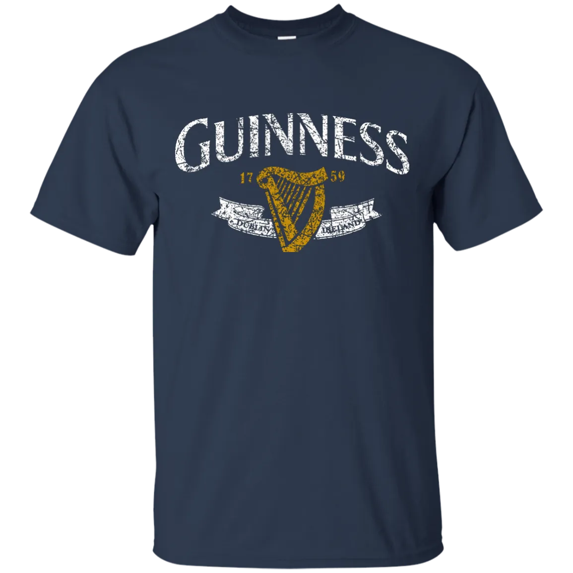 Guinness Beer T-Shirt Custom Designed White Text Worn Label Pattern