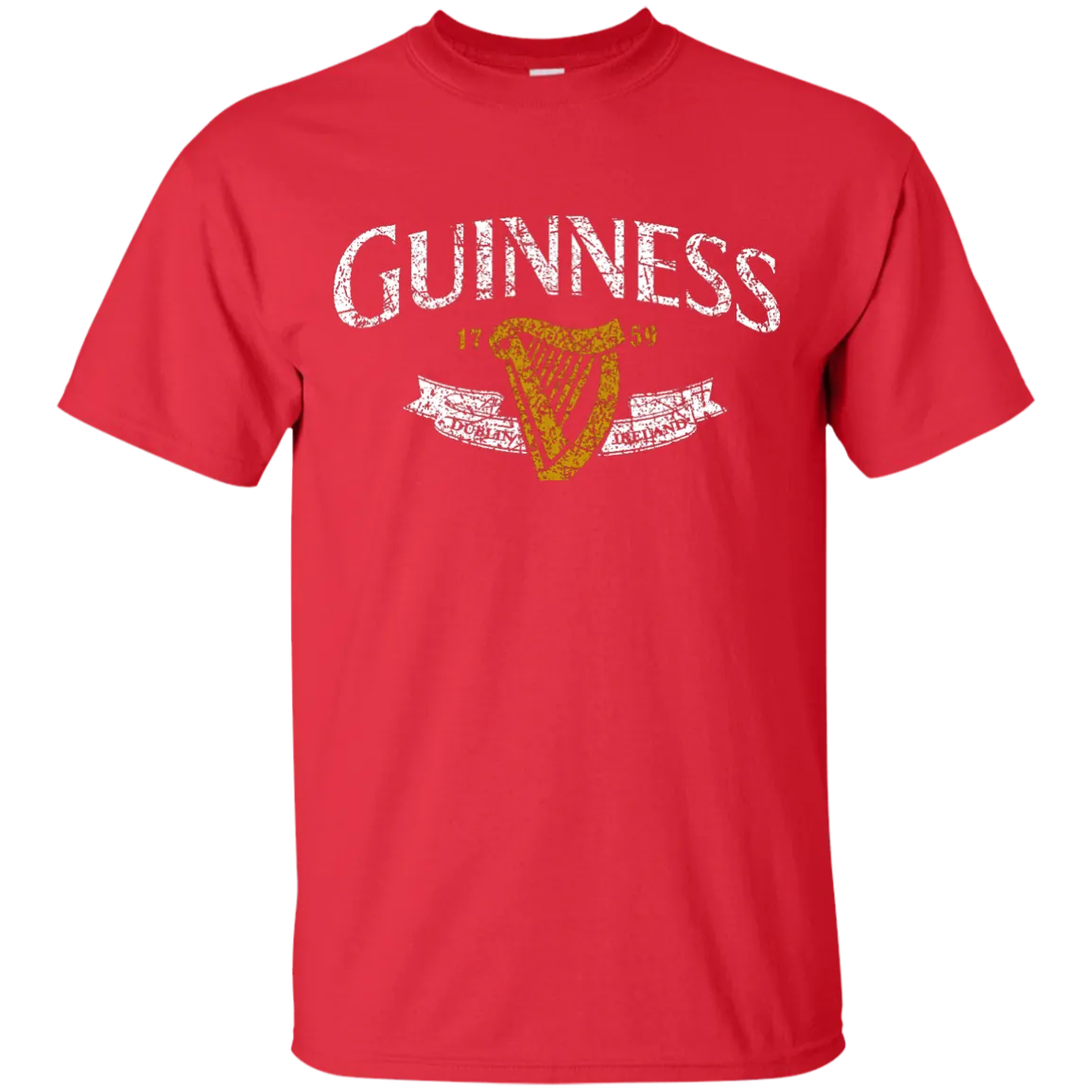 Guinness Beer T-Shirt Custom Designed White Text Worn Label Pattern