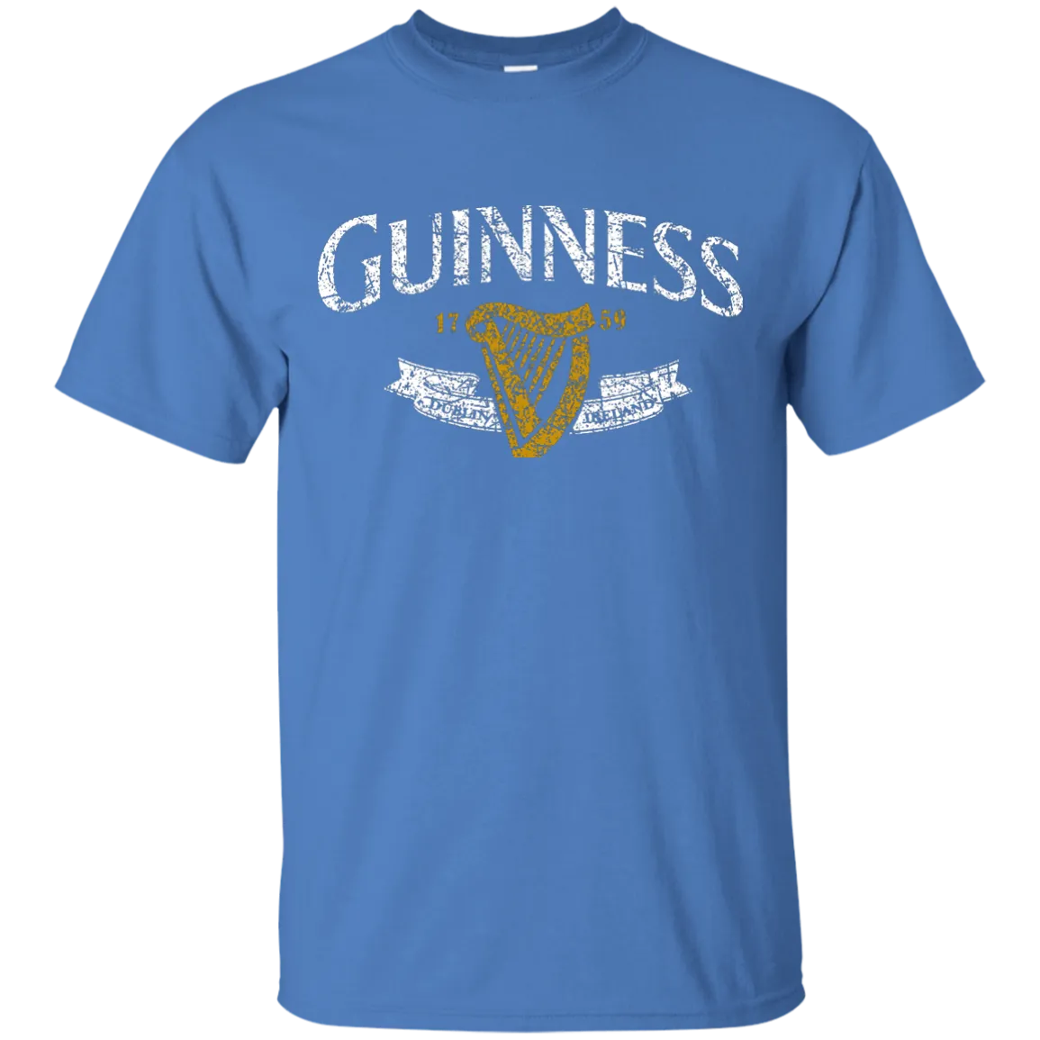 Guinness Beer T-Shirt Custom Designed White Text Worn Label Pattern