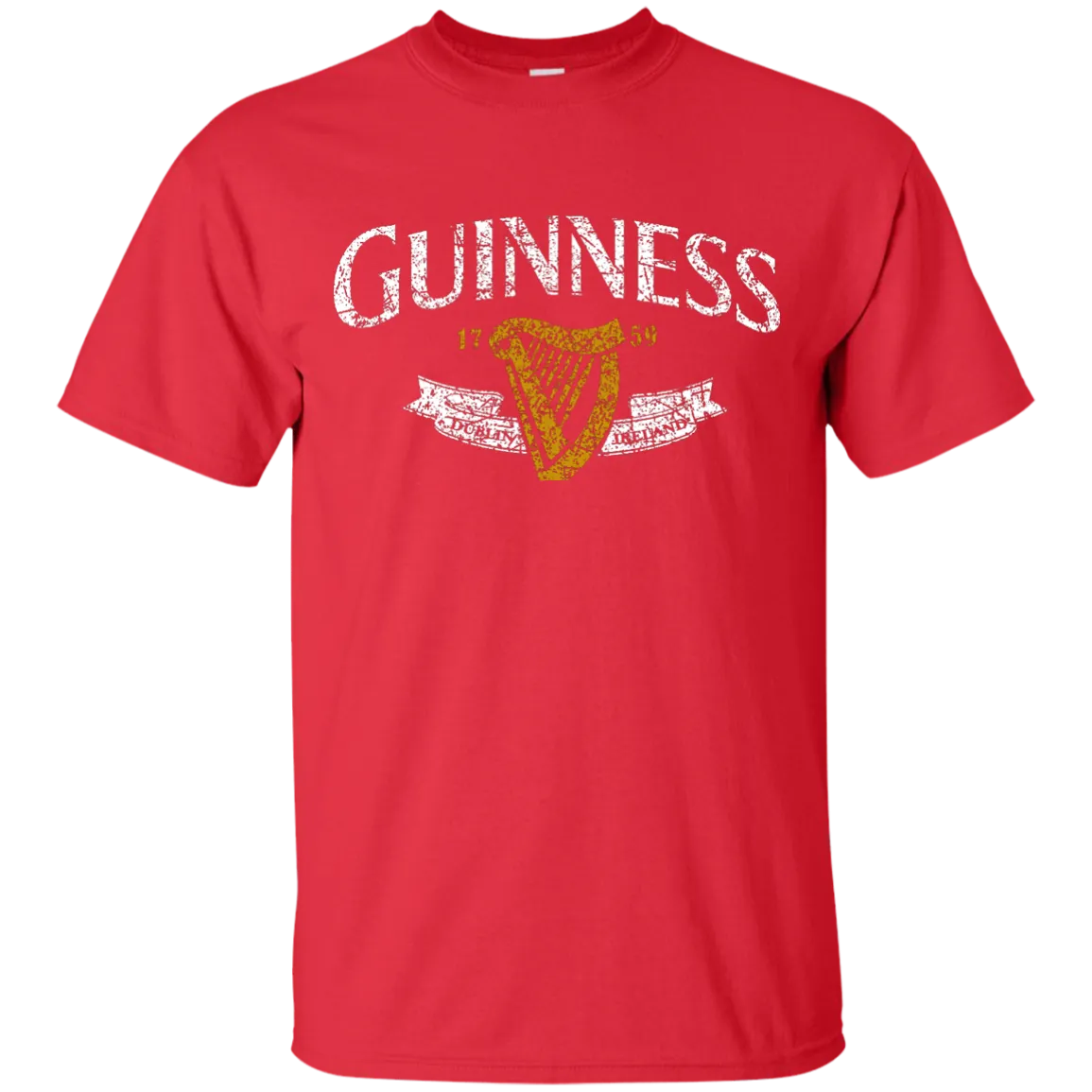 Guinness Beer T-Shirt Custom Designed White Text Worn Label Pattern